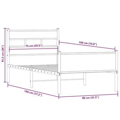 Giroletto senza Materasso Rovere Fumo 75x190 cm in Truciolato | homemem39