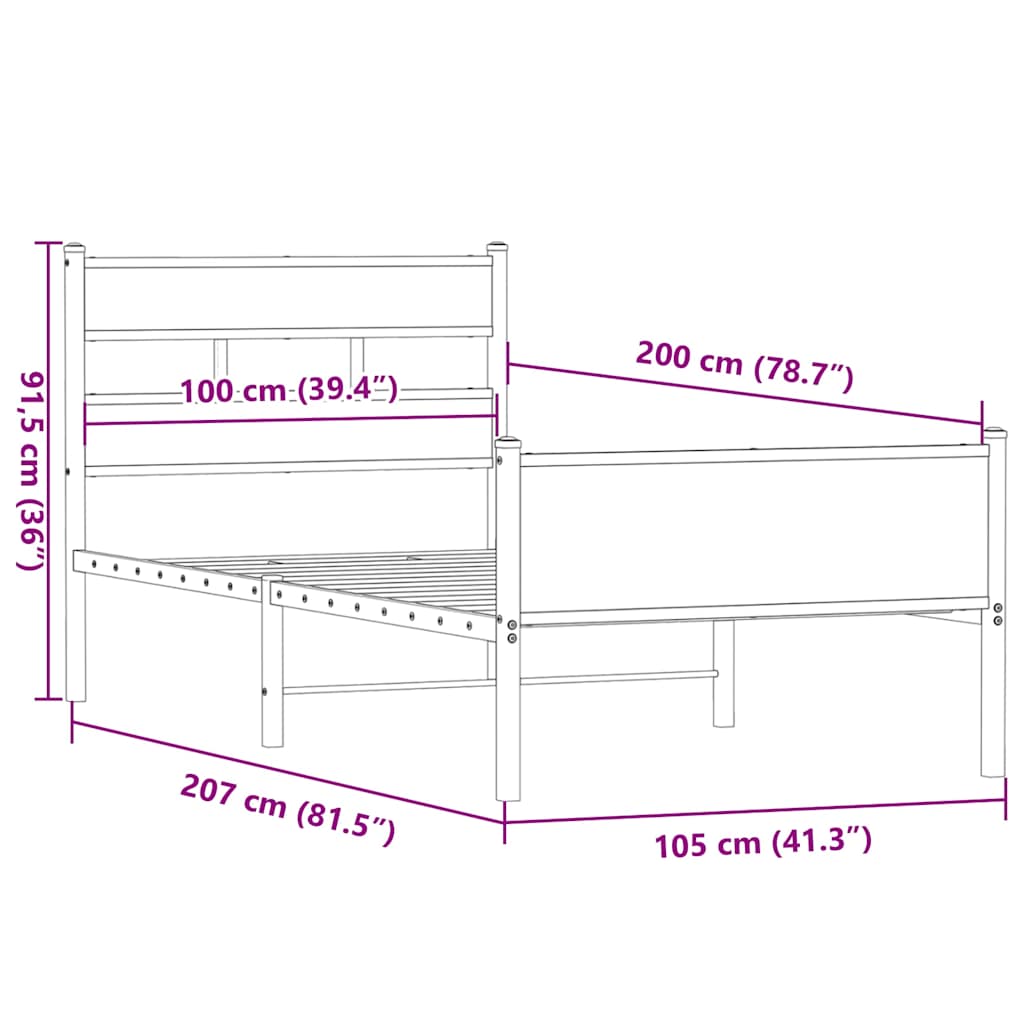 Giroletto senza Materasso Rovere Fumo 100x200 cm in Truciolato | homemem39