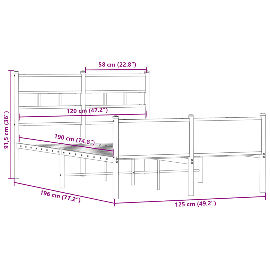Giroletto senza Materasso Rovere Fumo 120x190 cm in Truciolato | homemem39