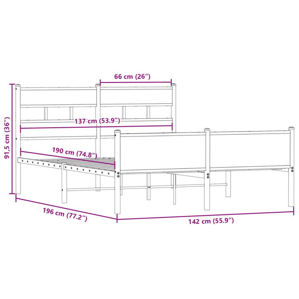 Giroletto senza Materasso Rovere Fumo 137x190 cm in Truciolato | homemem39