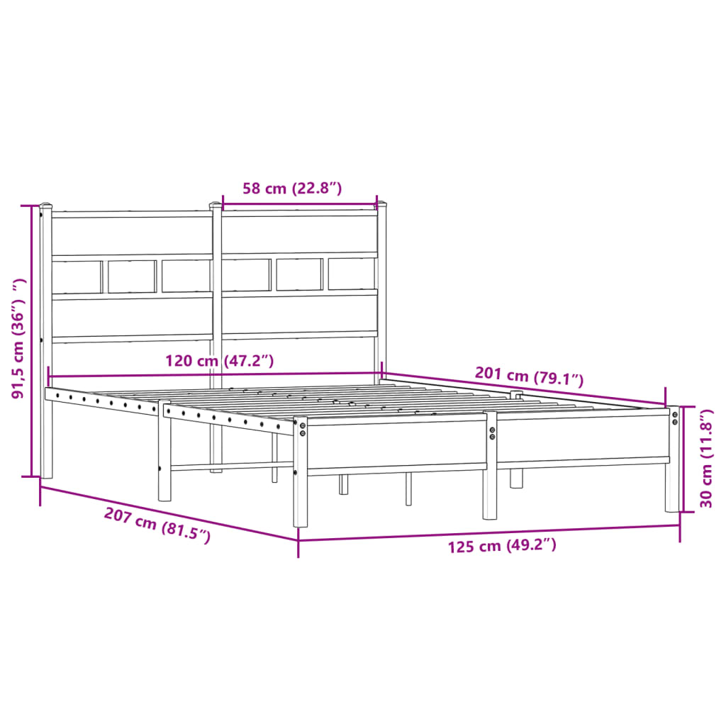 Giroletto senza Materasso Rovere Sonoma 120x200cm in Truciolato | homemem39