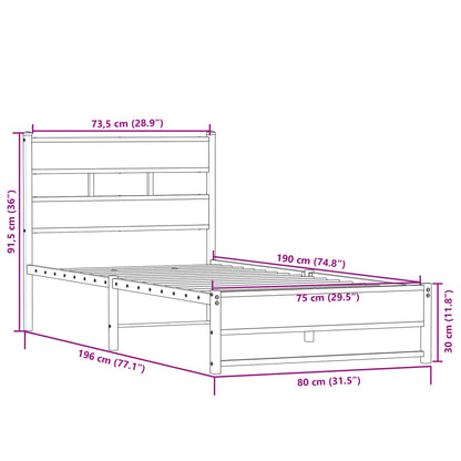 Giroletto senza Materaso in Metallo Rovere Sonoma 75x190 cm | homemem39