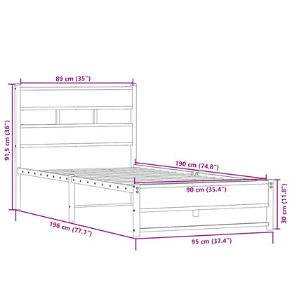 Giroletto senza Materaso in Metallo Rovere Sonoma 90x190 cm | homemem39