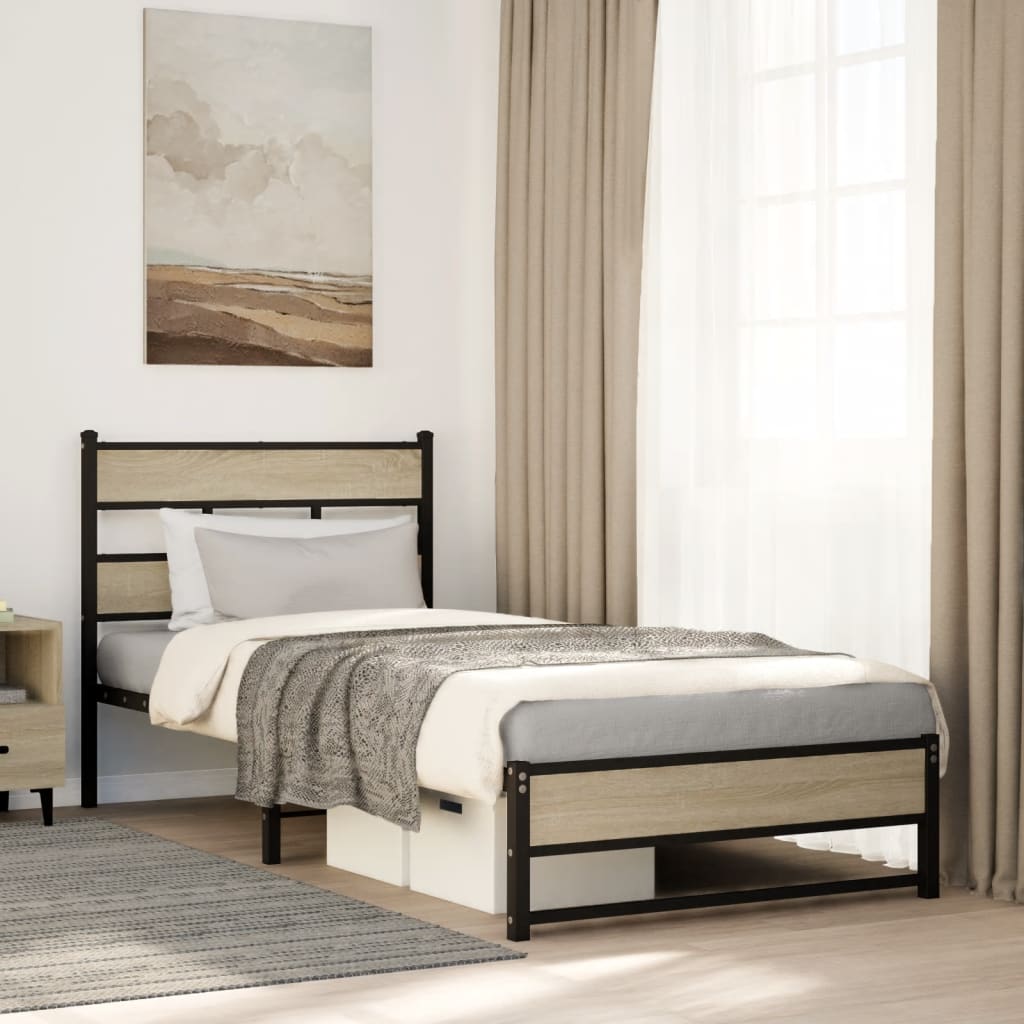 Giroletto senza Materaso in Metallo Rovere Sonoma 90x190 cm | homemem39