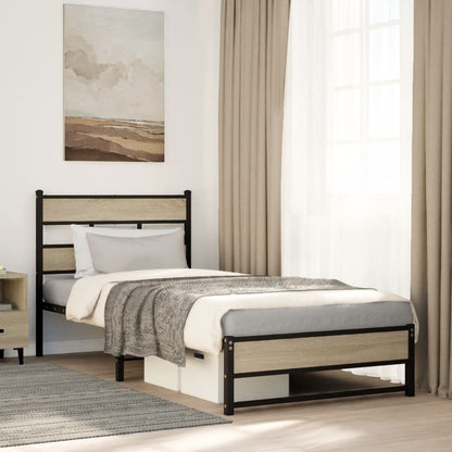 Giroletto senza Materaso in Metallo Rovere Sonoma 90x190 cm | homemem39
