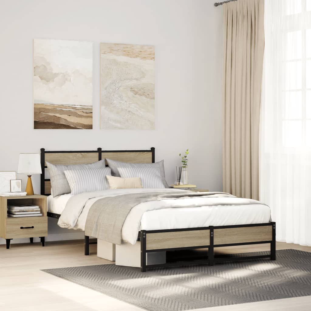 Giroletto senza Materaso in Metallo Rovere Sonoma 120x190 cm | homemem39