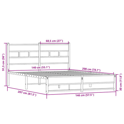 Giroletto senza Materaso in Metallo Rovere Sonoma 140x200 cm | homemem39