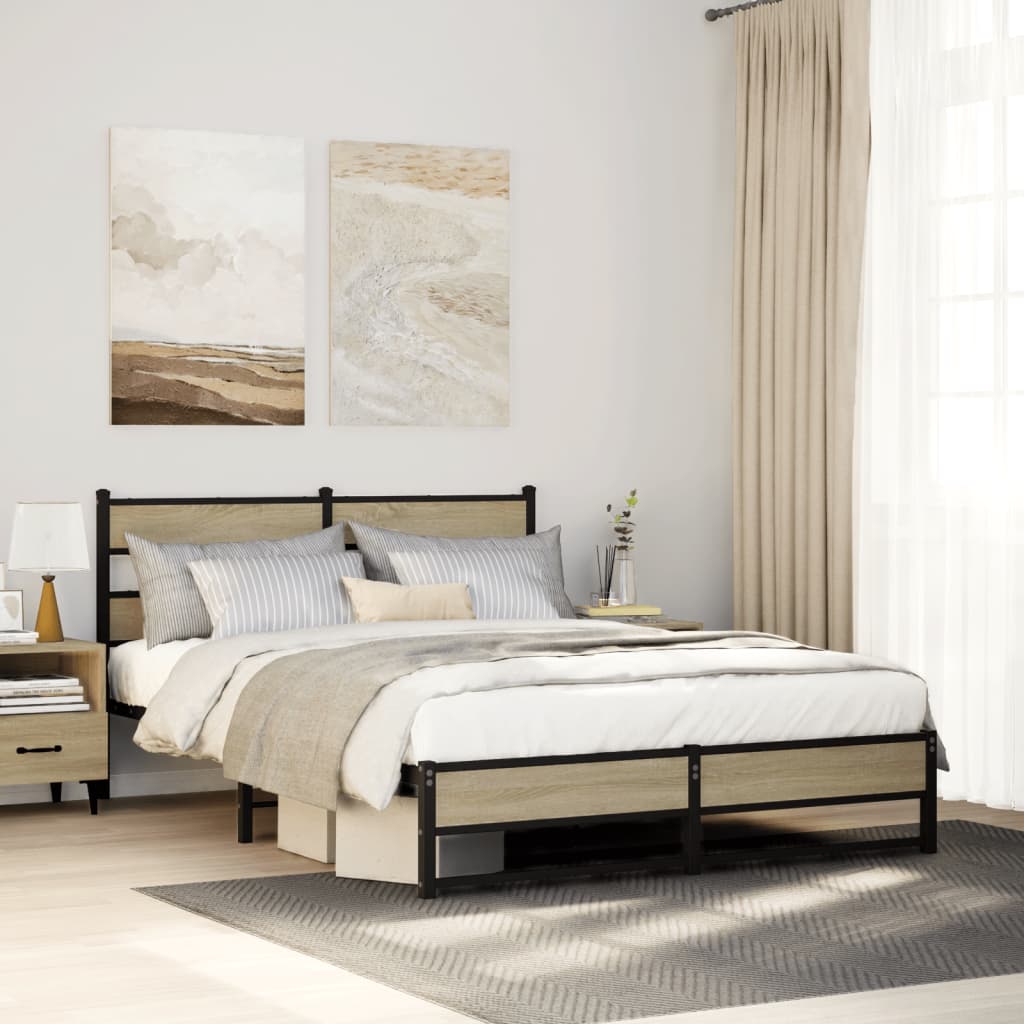 Giroletto senza Materaso in Metallo Rovere Sonoma 140x200 cm | homemem39
