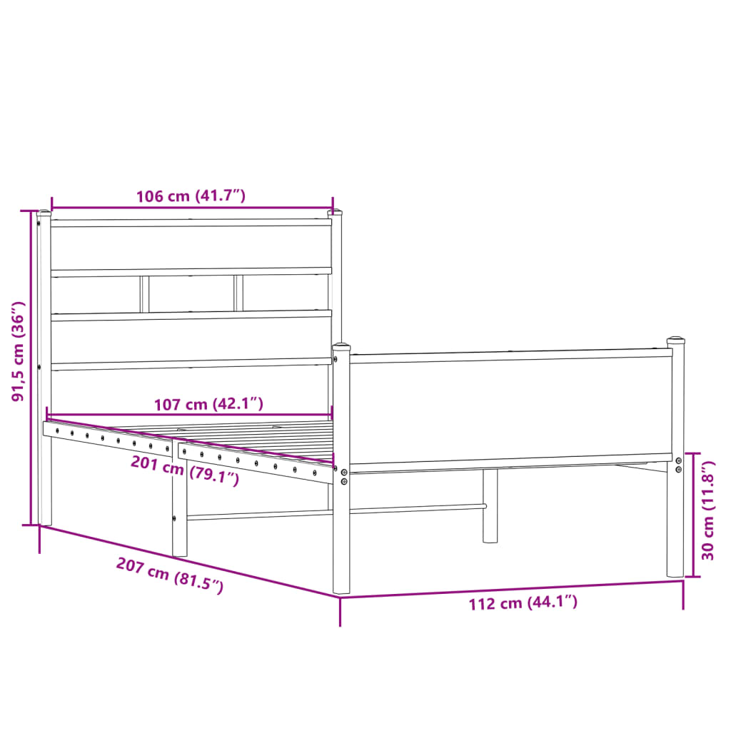 Giroletto senza Materasso Rovere Sonoma 107x200cm in Truciolato | homemem39