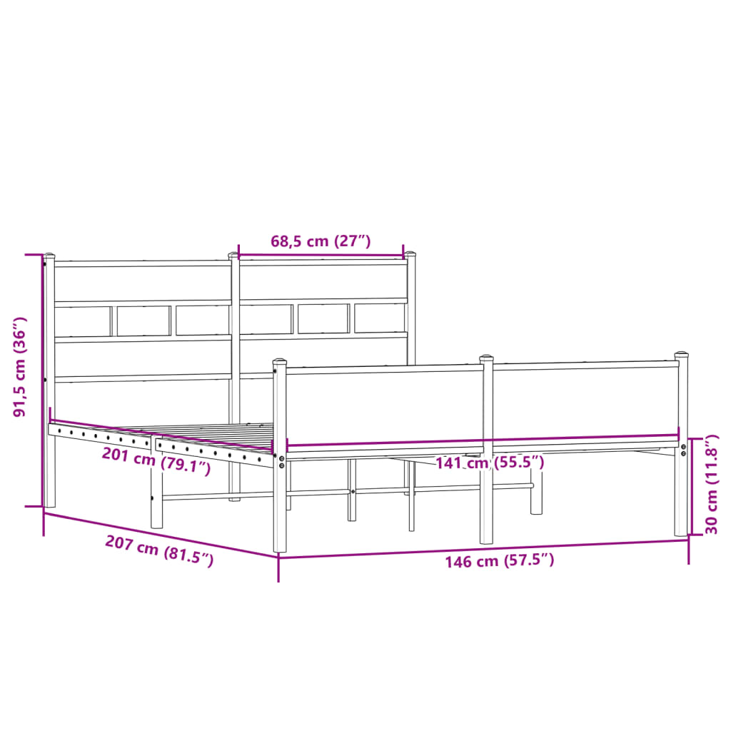 Giroletto senza Materasso Rovere Sonoma 140x200cm in Truciolato | homemem39