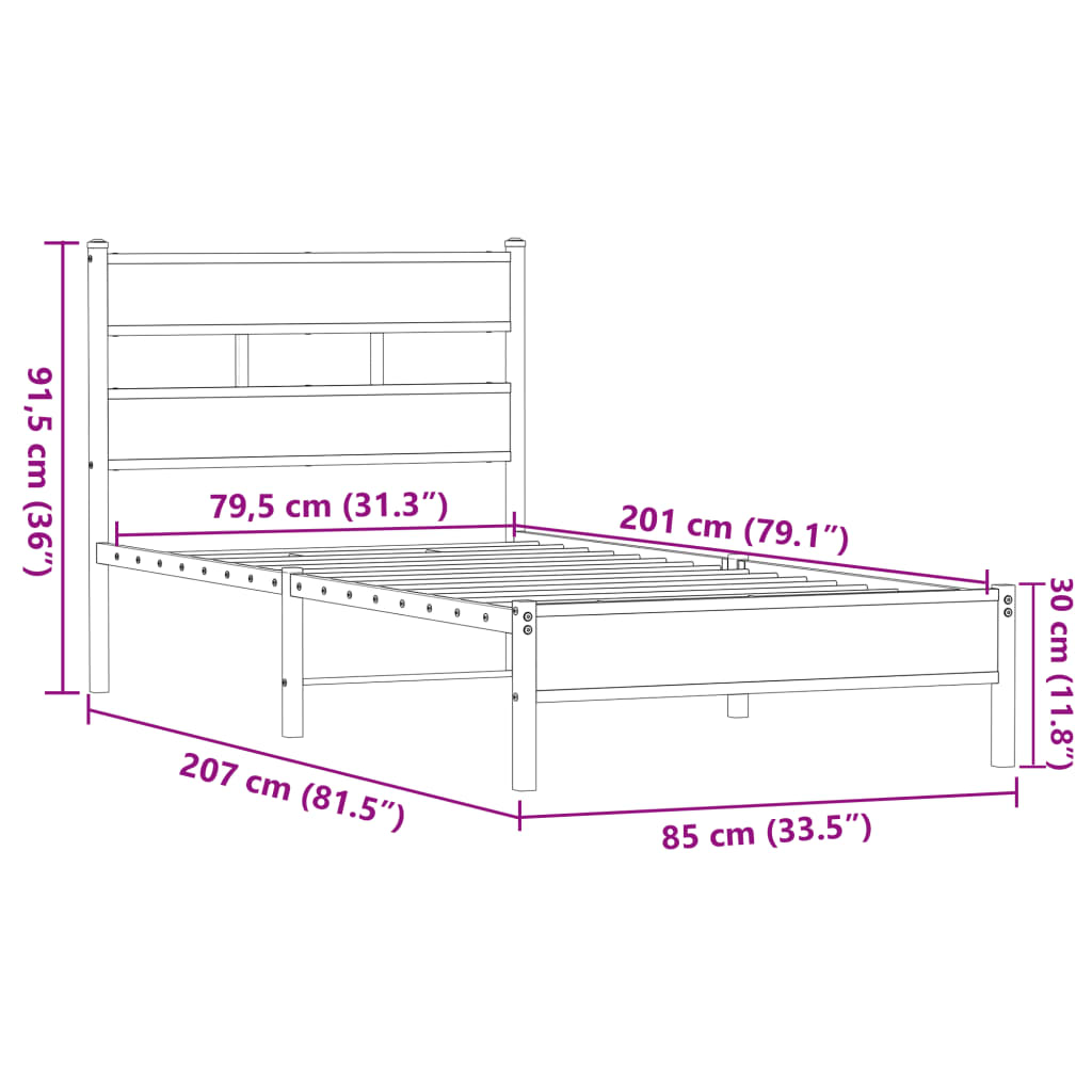 Giroletto senza Materasso Rovere Marrone 80x200cm in Truciolato | homemem39
