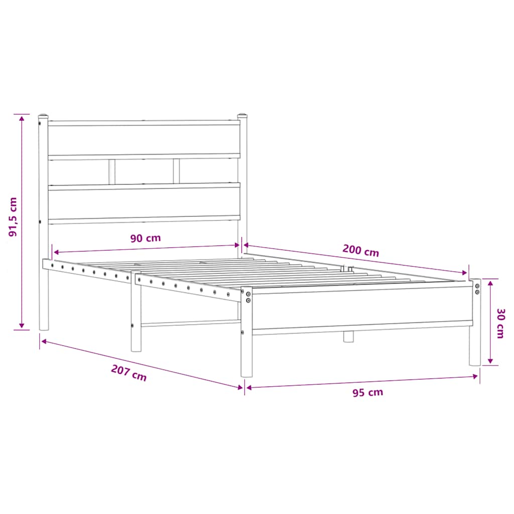 Giroletto senza Materasso Rovere Marrone 90x200cm in Truciolato | homemem39