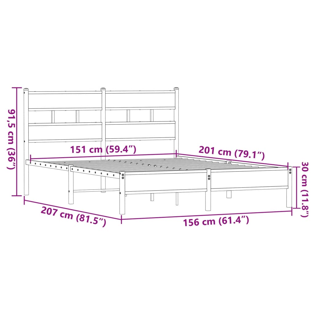 Giroletto senza Materasso Rovere Marrone 150x200 cm Truciolato - homemem39