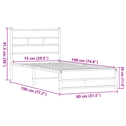Giroletto senza Materasso in Metallo Rovere Marrone 75x190 cm | homemem39