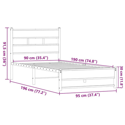 Giroletto senza Materasso in Metallo Rovere Marrone 90x190 cm | homemem39