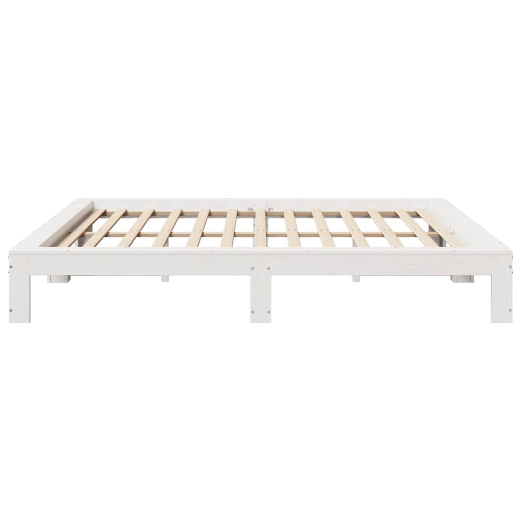 Giroletto senza Materasso Bianco 200x200 cm Legno Massello Pino | homemem39