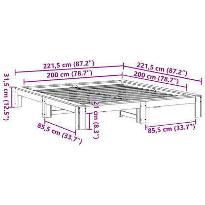 Giroletto senza Materasso Bianco 200x200 cm Legno Massello Pino | homemem39