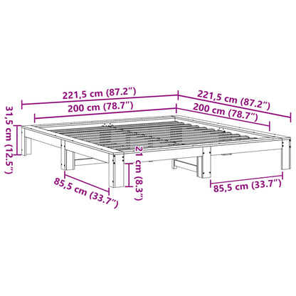 Letto senza Materasso Marrone Cera 200x200 cm in Legno di Pino | homemem39