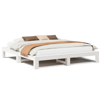 Letto senza Materasso Bianco 180x200 cm Legno Massello di Pino | homemem39