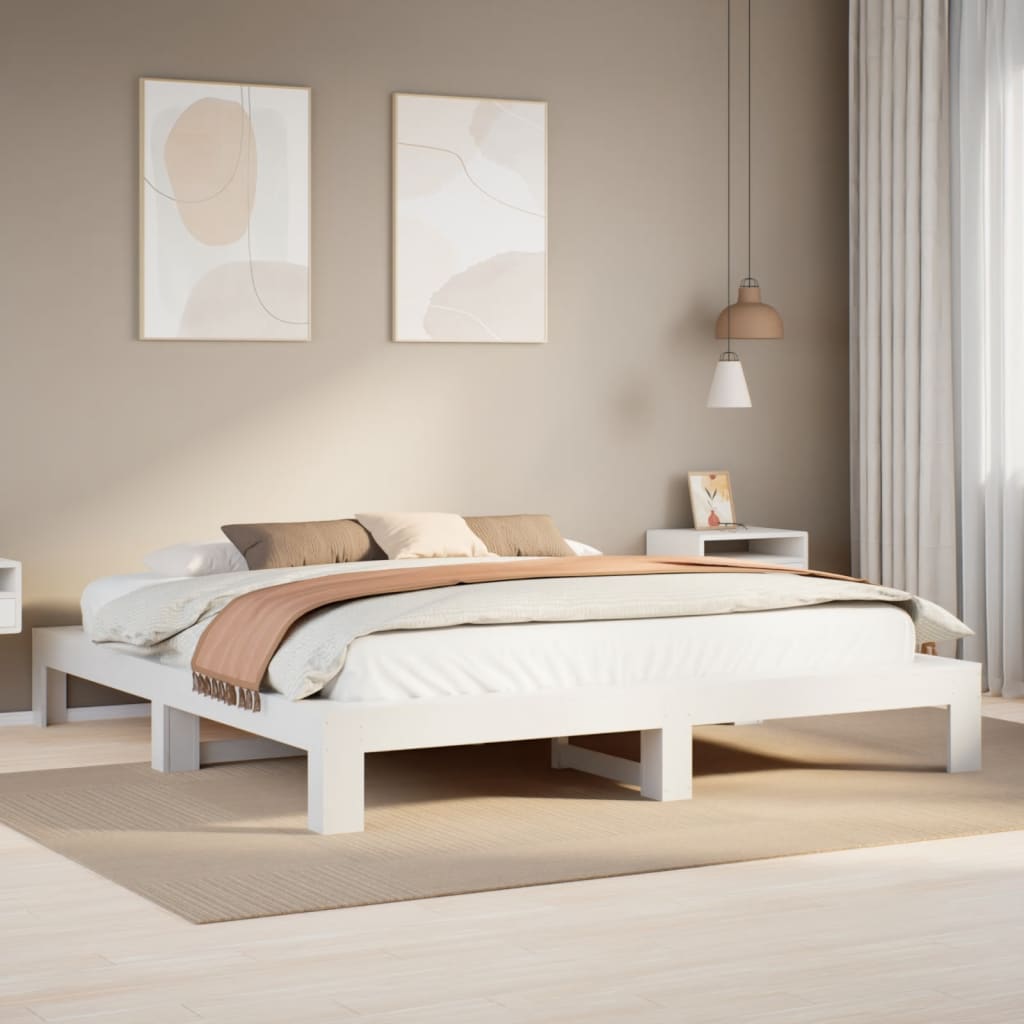 Letto senza Materasso Bianco 180x200 cm Legno Massello di Pino | homemem39