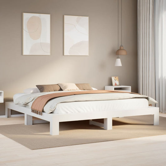 Letto senza Materasso Bianco 180x200 cm Legno Massello di Pino | homemem39