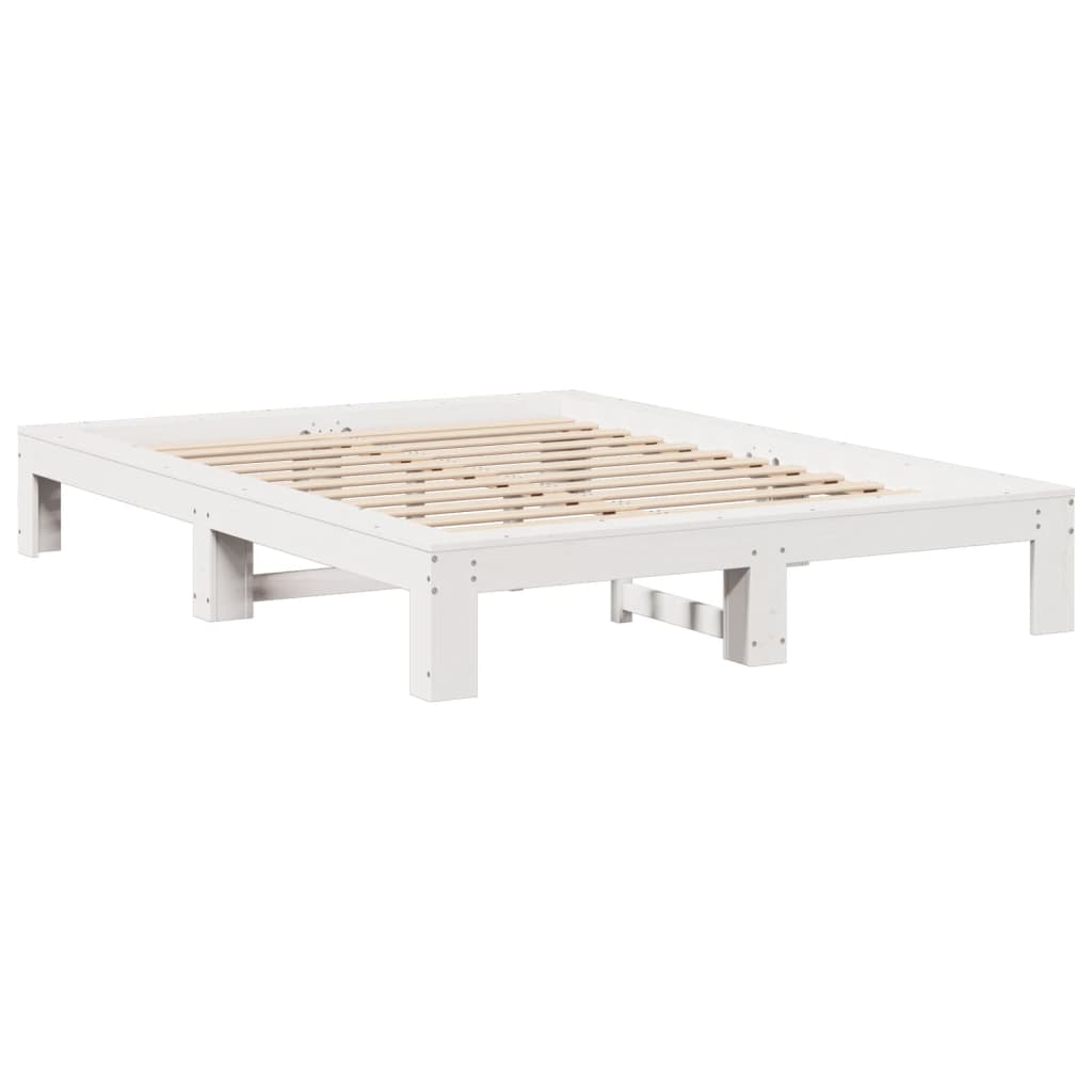 Letto senza Materasso Bianco 160x200 cm Legno Massello di Pino | homemem39