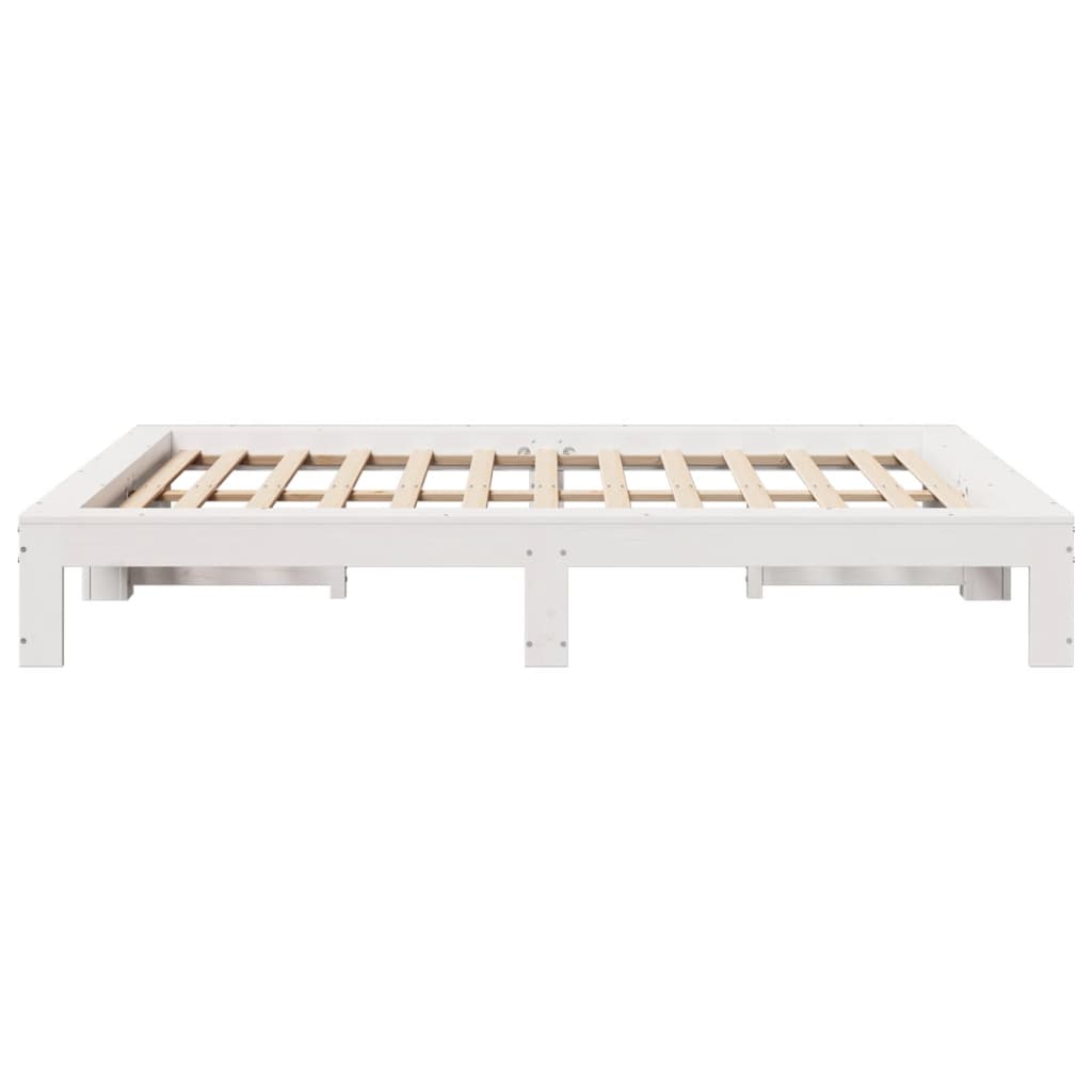 Letto senza Materasso Bianco 160x200 cm Legno Massello di Pino | homemem39