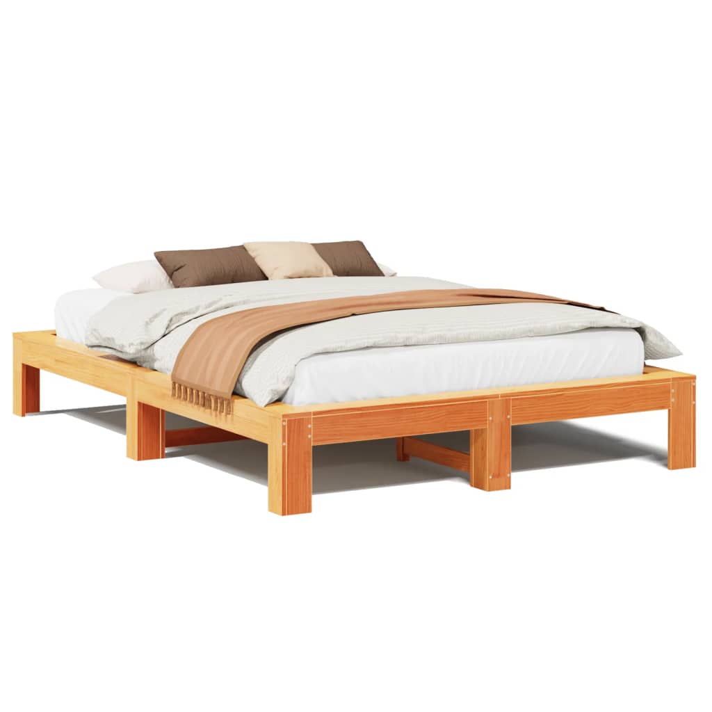 Letto senza Materasso Marrone Cera 160x200 cm in Legno di Pino