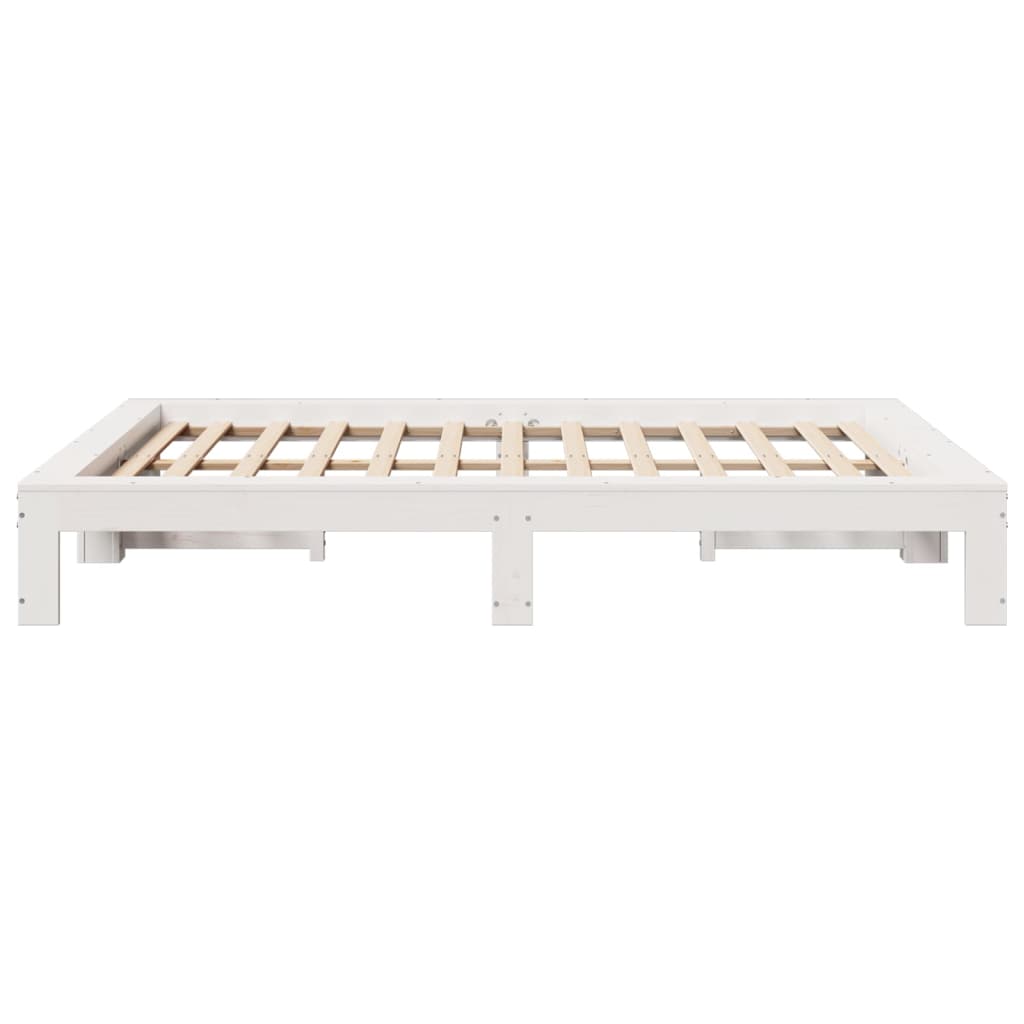 Letto senza Materasso Bianco 150x200 cm Legno Massello di Pino | homemem39