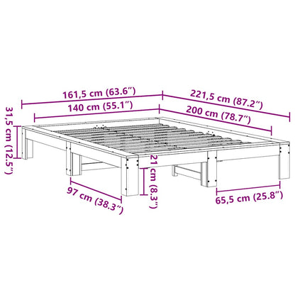 Letto senza Materasso 140x200 cm in Legno Massello di Pino | homemem39