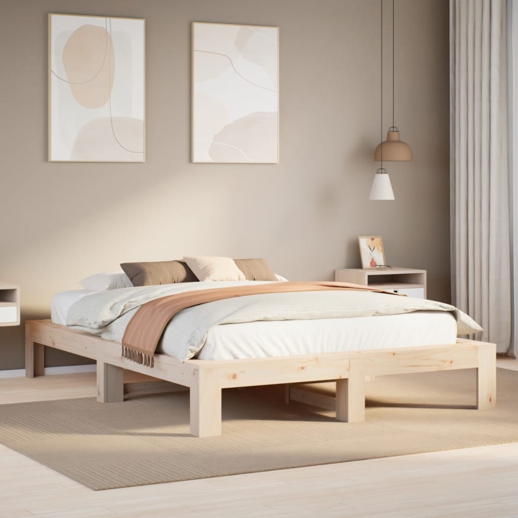 Letto senza Materasso 140x200 cm in Legno Massello di Pino | homemem39