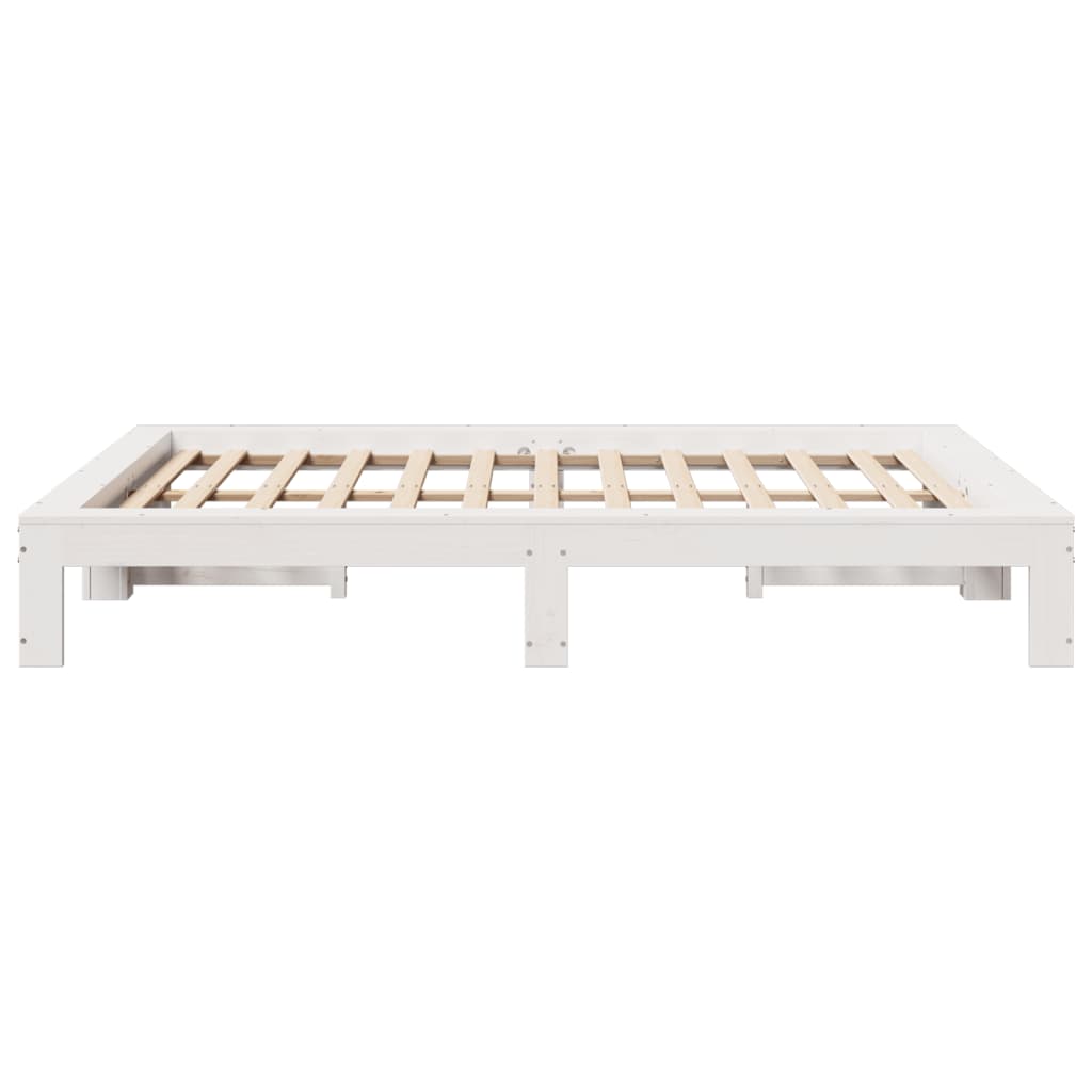 Letto senza Materasso Bianco 140x200 cm Legno Massello di Pino | homemem39