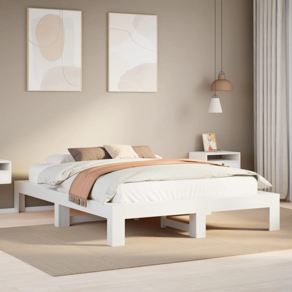 Letto senza Materasso Bianco 140x200 cm Legno Massello di Pino | homemem39