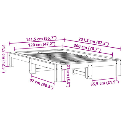Letto senza Materasso Marrone Cera 120x200 cm in Legno di Pino | homemem39