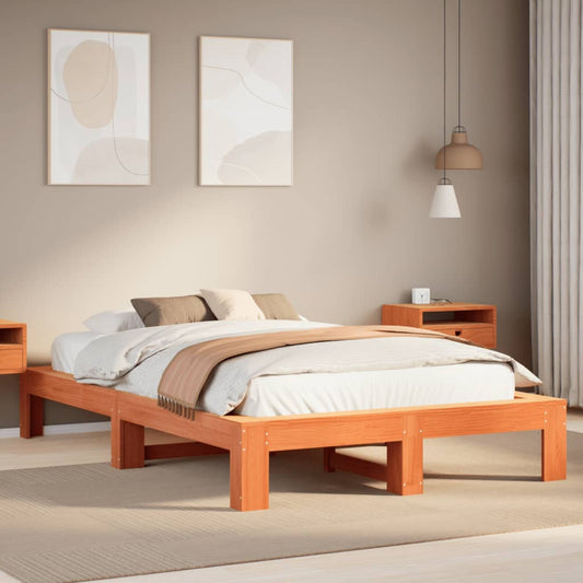 Letto senza Materasso Marrone Cera 120x200 cm in Legno di Pino - homemem39