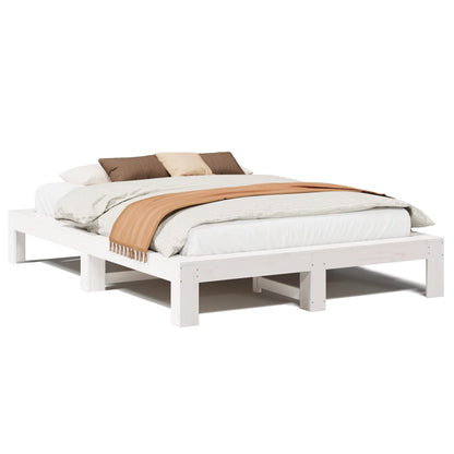 Letto senza Materasso Bianco 140x190 cm Legno Massello di Pino | homemem39
