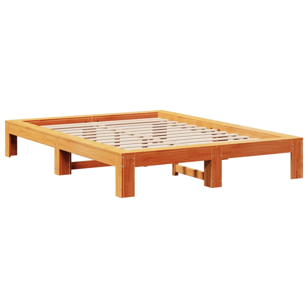 Letto senza Materasso Marrone Cera 135x190 cm in Legno di Pino | homemem39