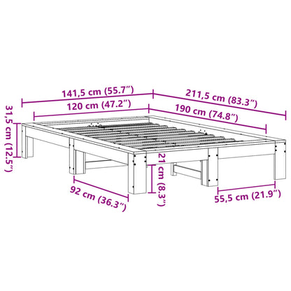 Letto senza Materasso Bianco 120x190 cm Legno Massello di Pino | homemem39