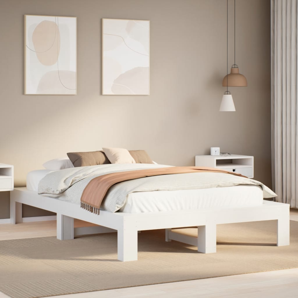 Letto senza Materasso Bianco 120x190 cm Legno Massello di Pino | homemem39