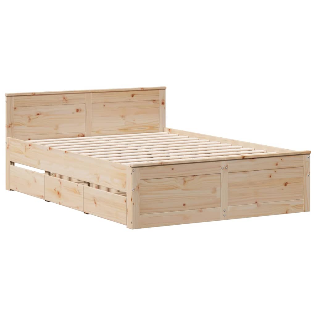 Letto senza Materasso con Testiera 160x200 cm in Legno di Pino - homemem39