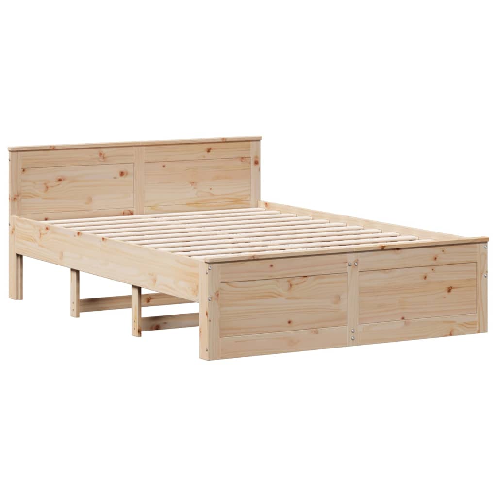 Letto senza Materasso con Testiera 160x200 cm in Legno di Pino - homemem39