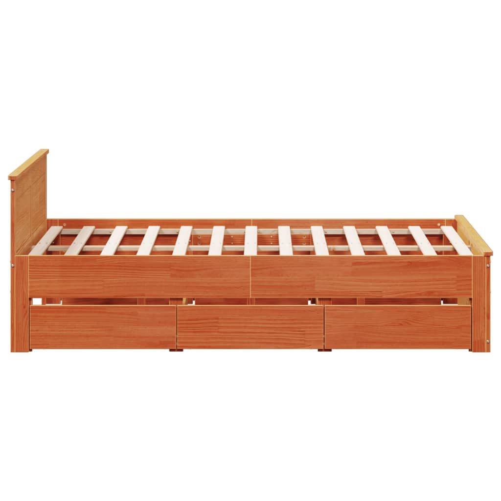 Giroletto senza Materasso con Testata Marrone Cera 140x200 Pino | homemem39