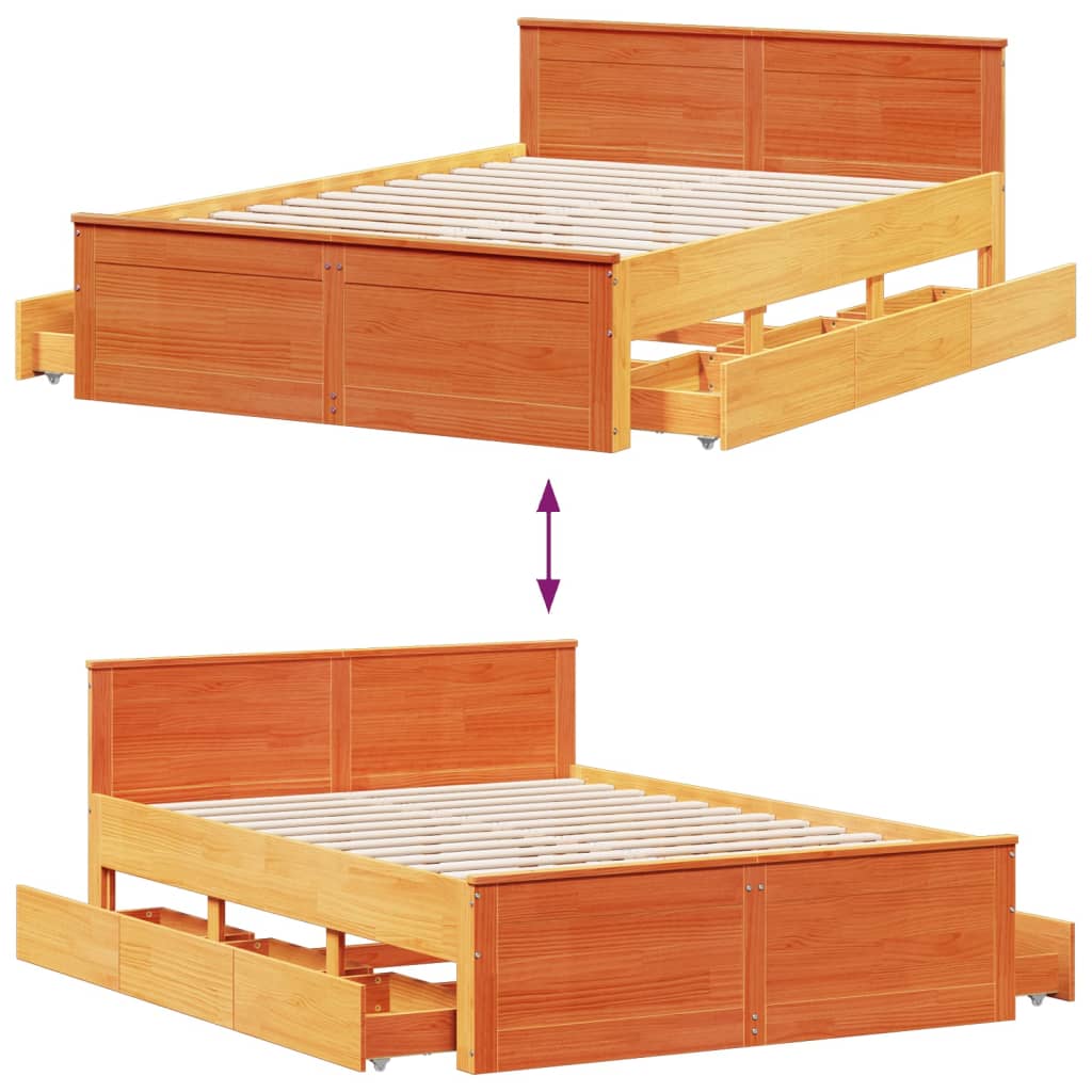 Giroletto senza Materasso con Testata Marrone Cera 140x200 Pino | homemem39