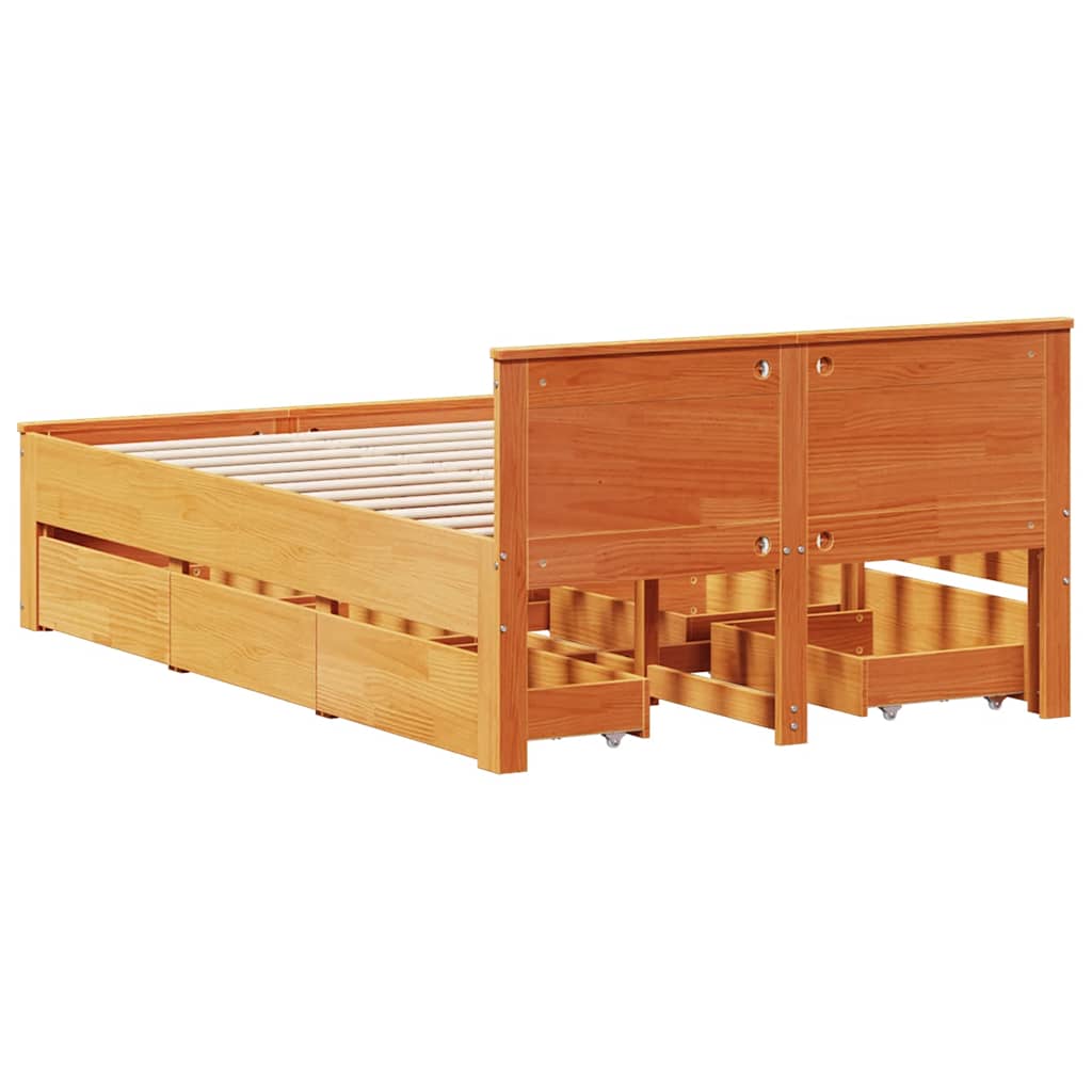 Giroletto senza Materasso con Testata Marrone Cera 120x190 Pino | homemem39