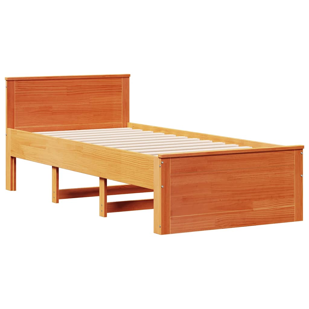 Giroletto senza Materasso con Testiera Marrone Cera 90x190 Pino | homemem39