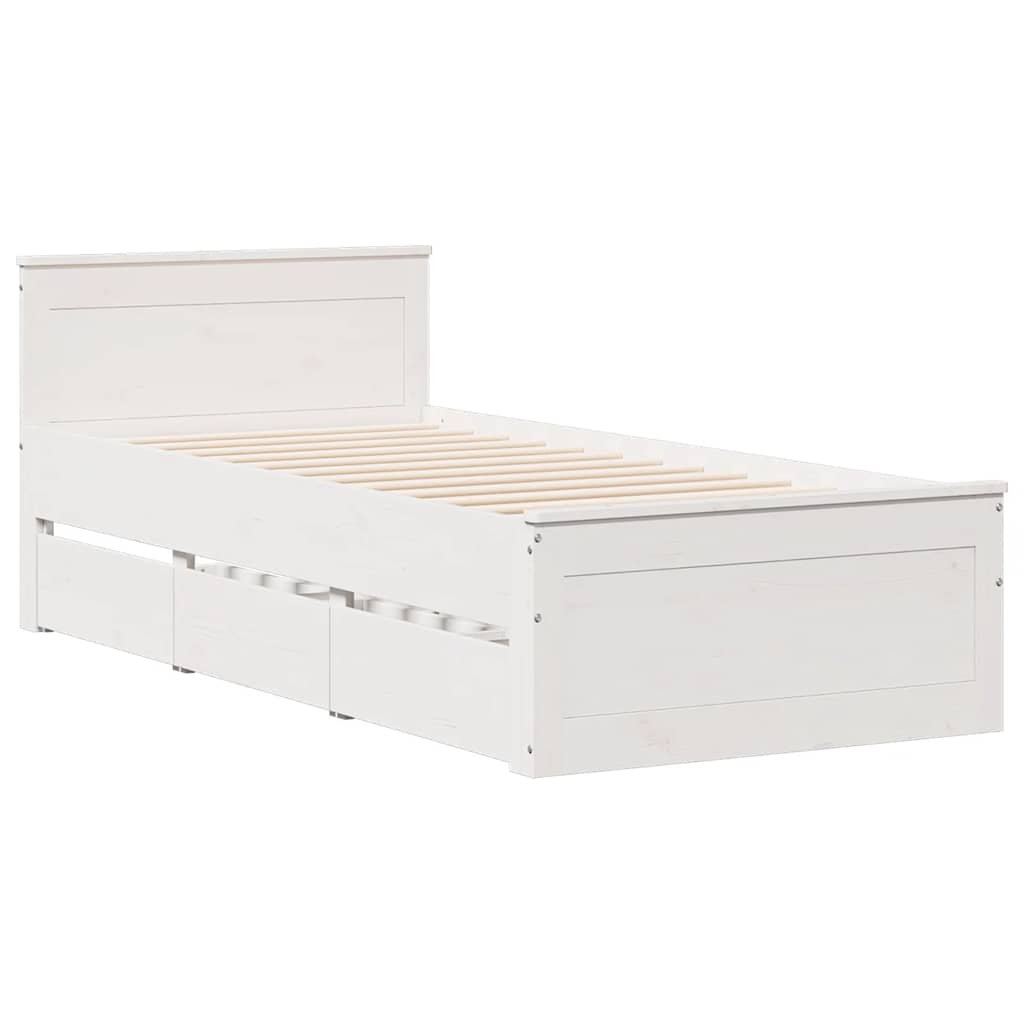 Giroletto senza Materasso con Testiera Bianco 75x190 cm Pino | homemem39