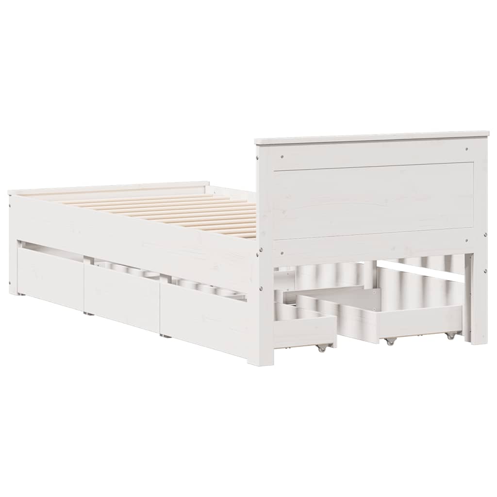 Giroletto senza Materasso con Testiera Bianco 75x190 cm Pino | homemem39