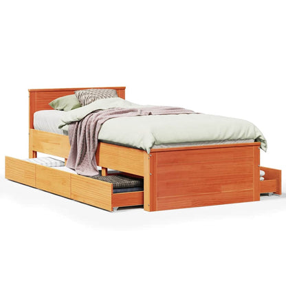 Giroletto senza Materasso con Testiera Marrone Cera 75x190 Pino | homemem39