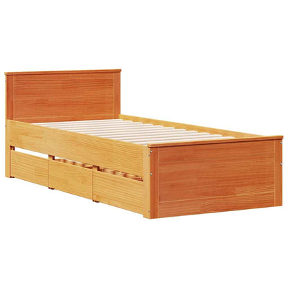 Giroletto senza Materasso con Testiera Marrone Cera 75x190 Pino | homemem39