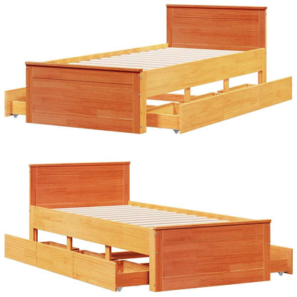 Giroletto senza Materasso con Testiera Marrone Cera 75x190 Pino | homemem39